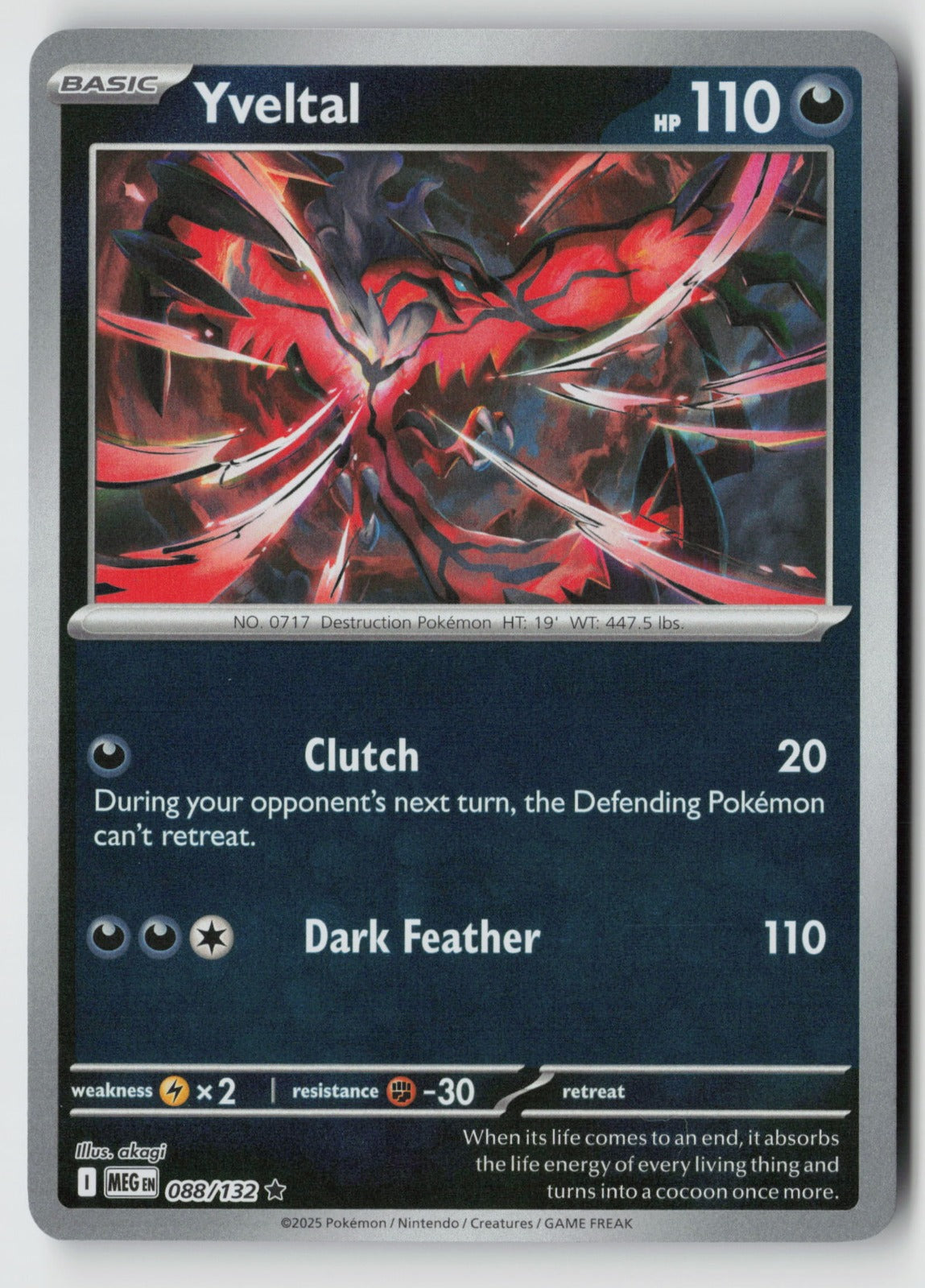 Yveltal 088/132 ME01: Mega Evolution Rare Reverse Holo NM akagi