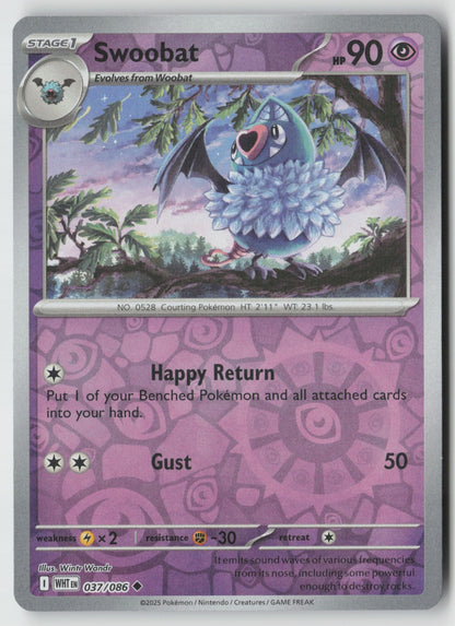 Swoobat 037/086 SV: White Flare Uncommon Reverse Holo NM Wintr Wandr