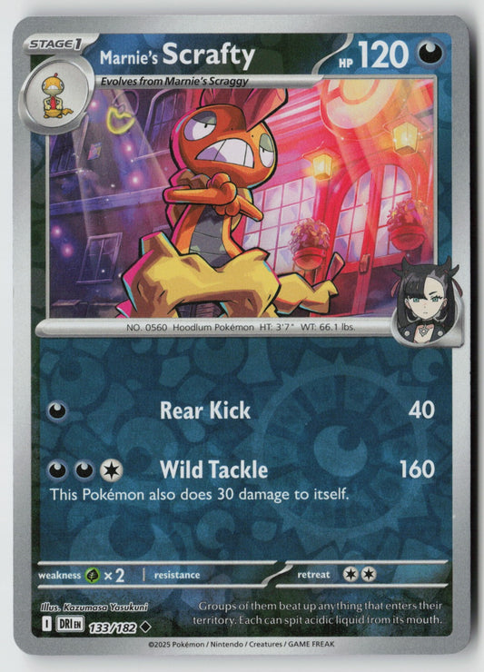 Marnie's Scrafty 133/182 SV10: Destined Rivals Uncommon Reverse Holo NM