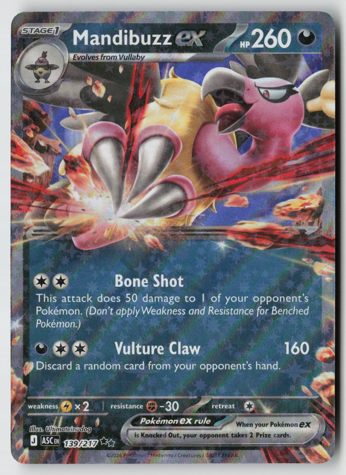 Mandibuzz ex 139/217 ME: Ascended Heroes Double Rare Holo NM Ultimateinudog