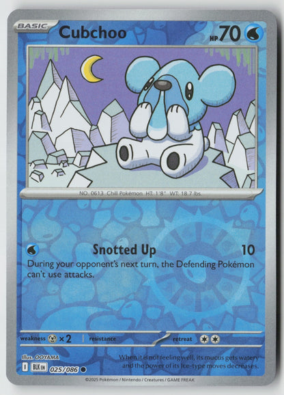 Cubchoo 025/086 SV: Black Bolt Common Reverse Holo NM OOYAMA