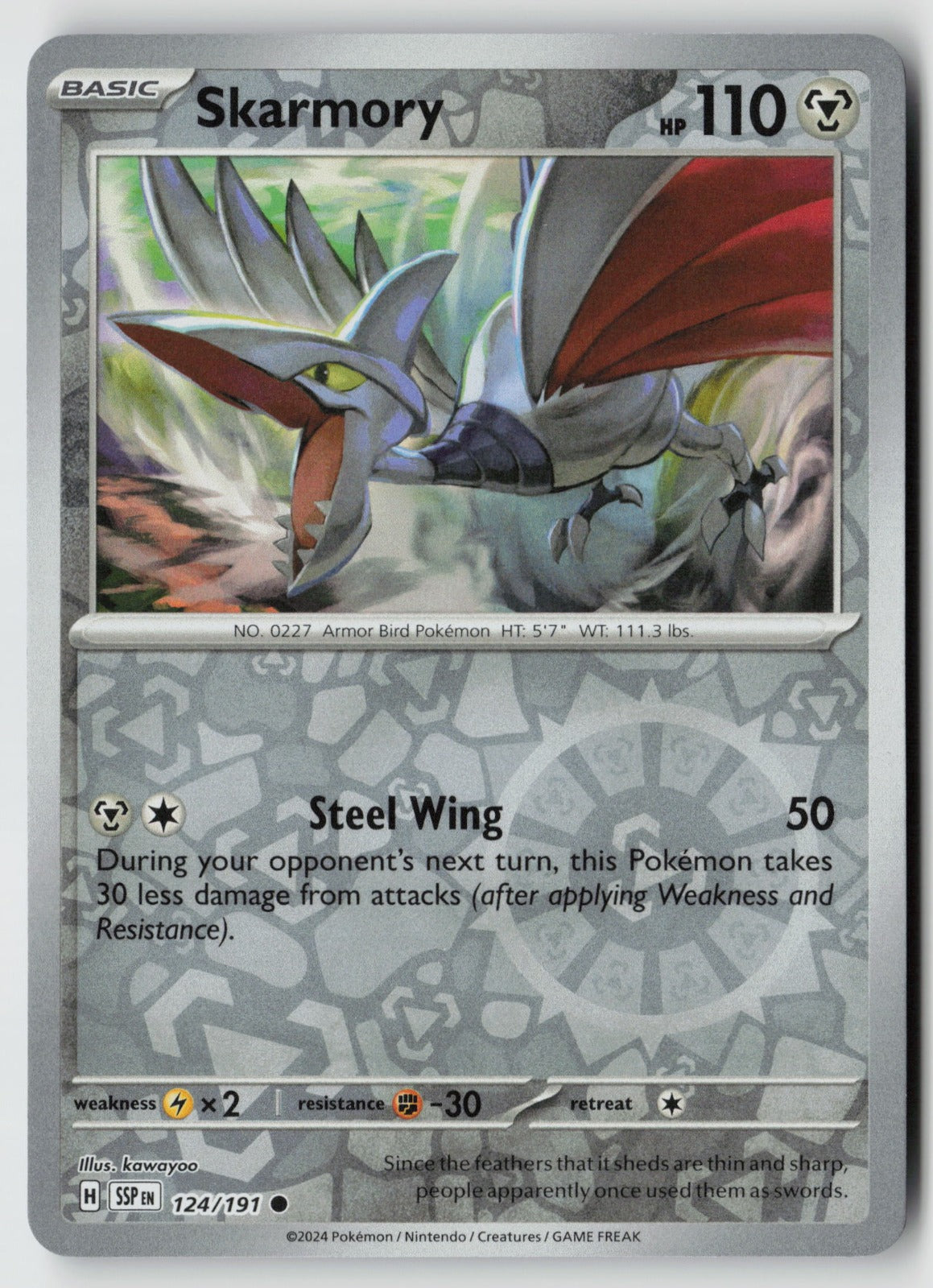 Skarmory 124/191 SV08: Surging Sparks Common Reverse Holo NM kawayoo