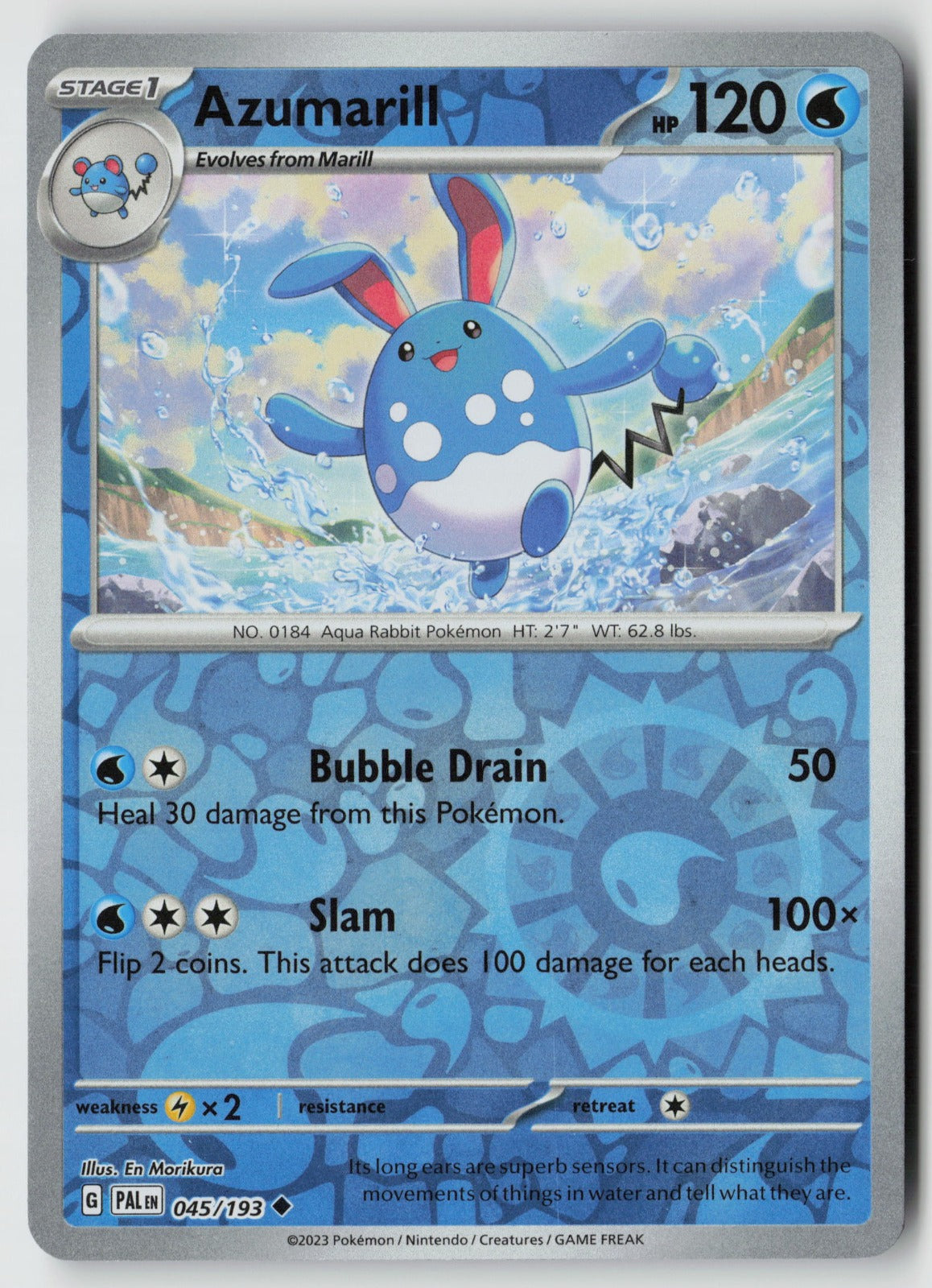 Azumarill 045/193 SV02: Paldea Evolved Uncommon Reverse Holo NM En Morikura