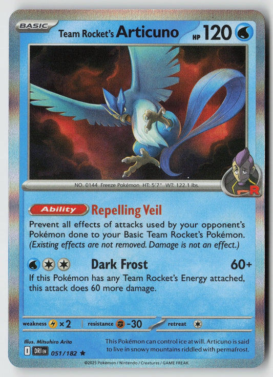 Team Rocket's Articuno 051/182 SV10: Destined Rivals Rare Holo NM