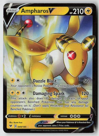 Ampharos V 049/185 SWSH04: Vivid Voltage Ultra Rare Holo NM Ryuta Fuse