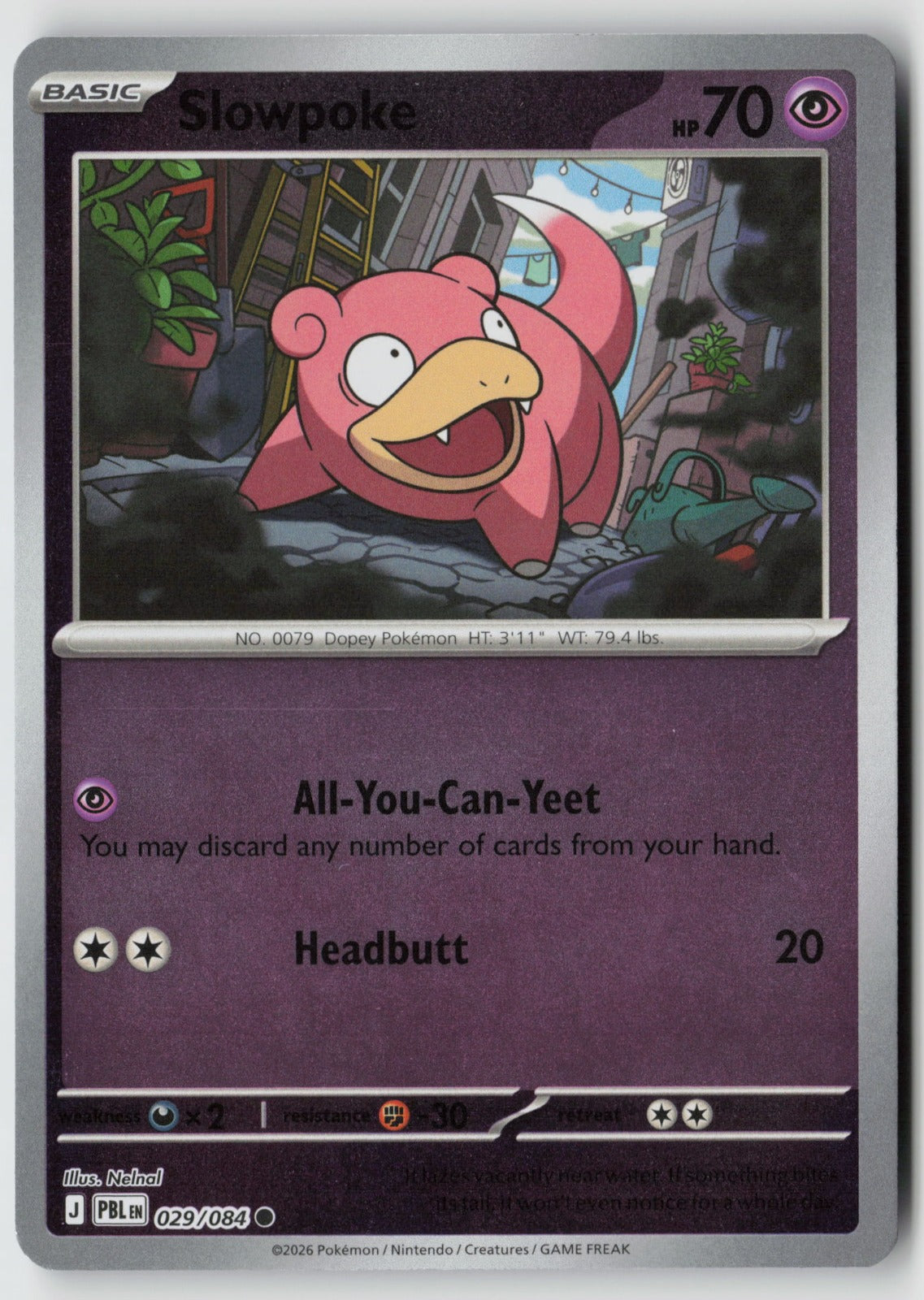 Slowpoke 029/084 ME05: Pitch Black Common Reverse Holo NM Nelnal