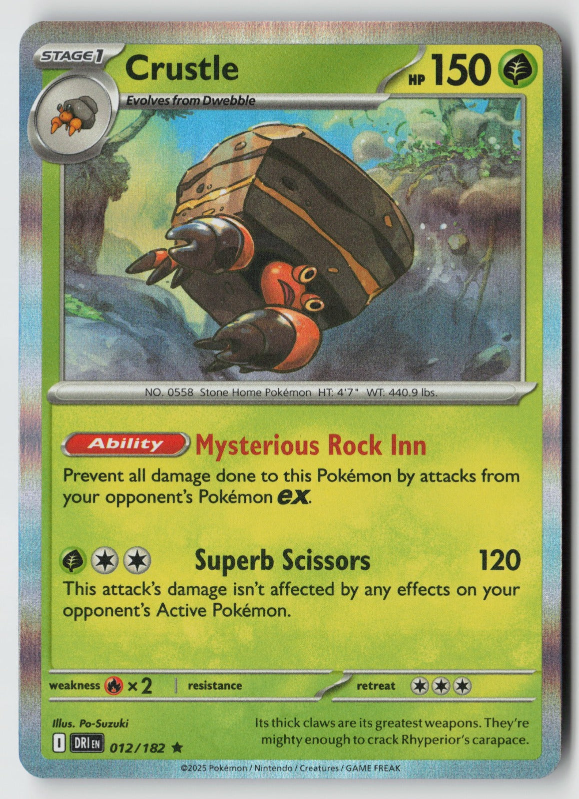 Crustle 012/182 SV10: Destined Rivals Rare Holo NM Po-Suzuki