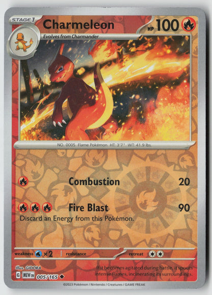Charmeleon 005/165 SV: Scarlet & Violet 151 Uncommon Reverse Holo NM Gidora