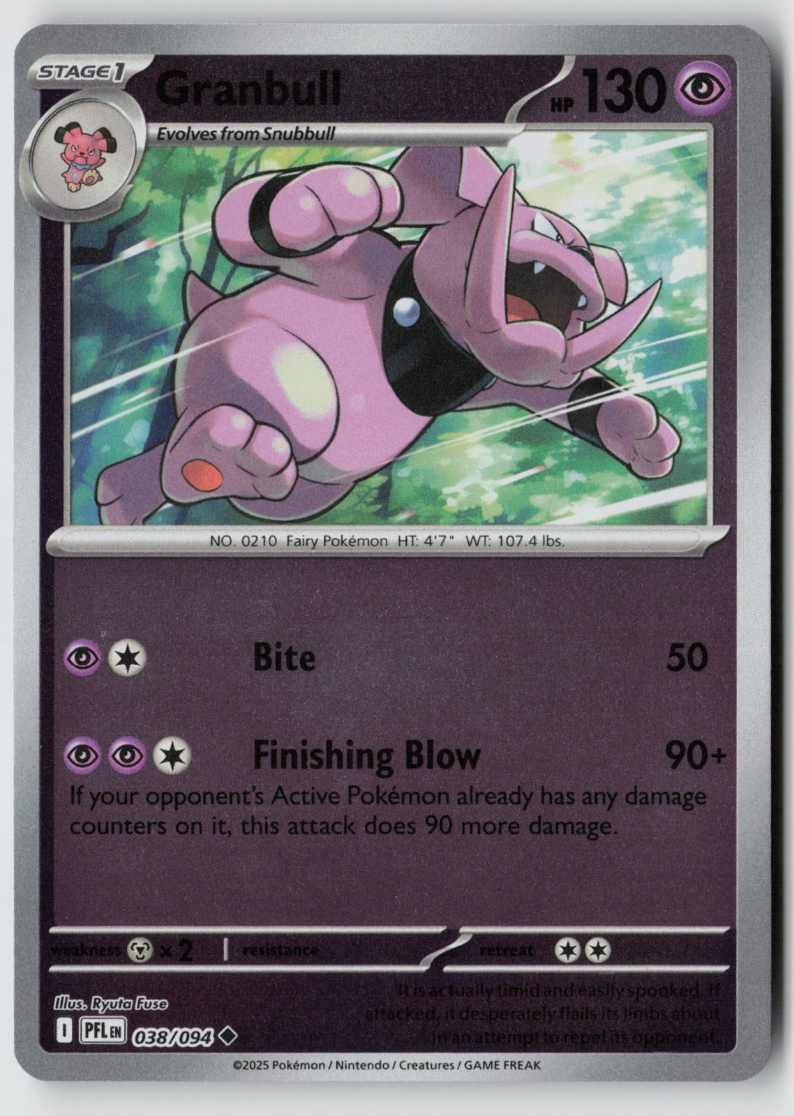 Granbull 038/094 ME02: Phantasmal Flames Uncommon Reverse Holo NM Ryuta Fuse
