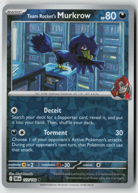 Team Rocket's Murkrow 127/182 SV10: Destined Rivals Uncommon Reverse Holo NM