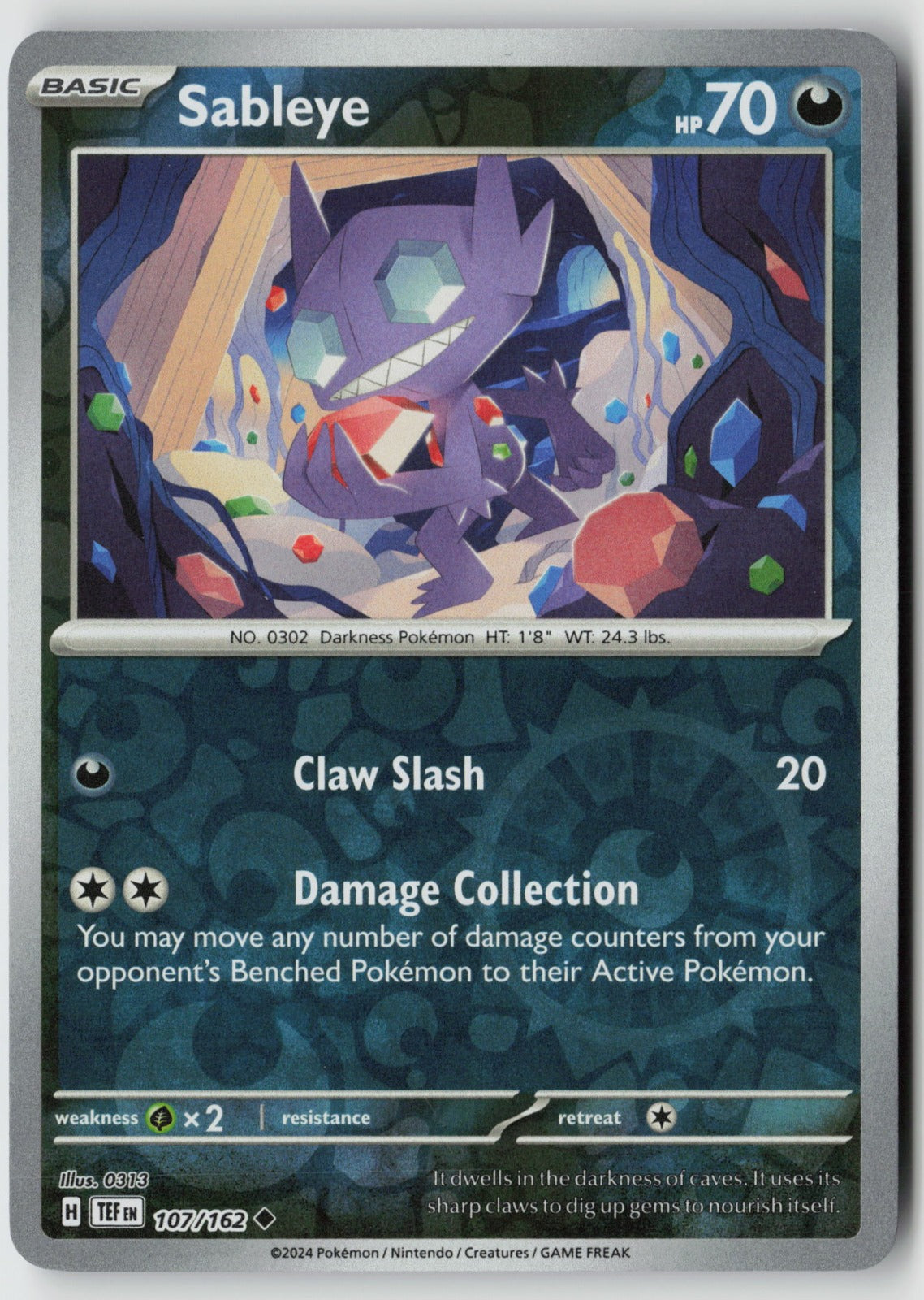 Sableye 107/162 SV05: Temporal Forces Uncommon Reverse Holo NM 0313