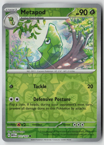 Metapod 011/165 SV: Scarlet & Violet 151 Common Reverse Holo NM Tika Matsuno