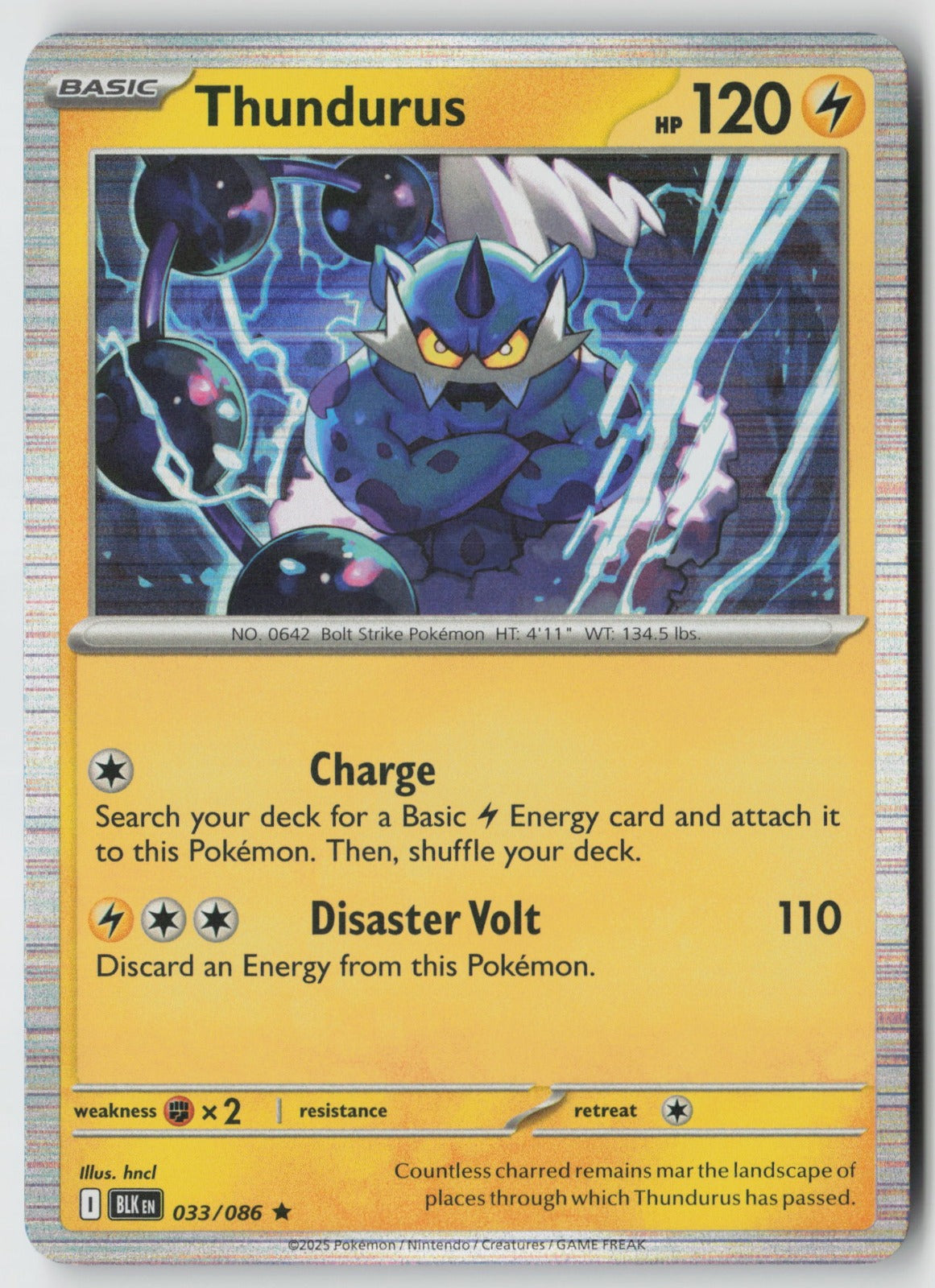 Thundurus 033/086 SV: Black Bolt Rare Holo NM hncl