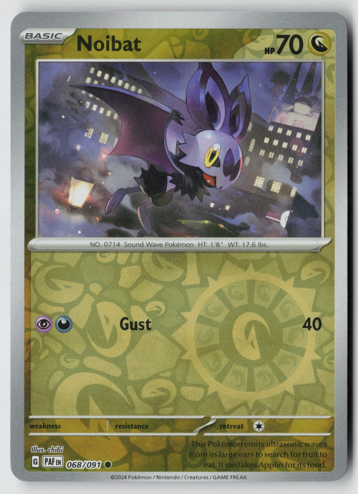 Noibat 068/091 SV: Paldean Fates Common Reverse Holo NM chibi