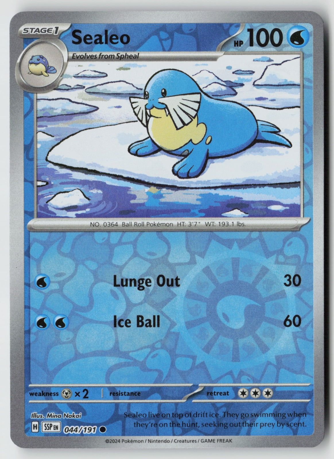 Sealeo 044/191 SV08: Surging Sparks Common Reverse Holo NM Mina Nakai