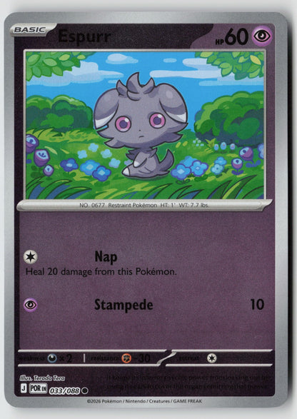 Espurr 033/088 ME03: Perfect Order Common Reverse Holo NM Terada Tera