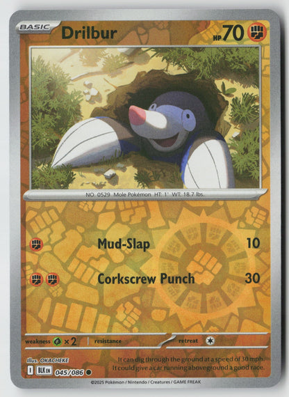 Drilbur 045/086 SV: Black Bolt Common Reverse Holo NM OKACHEKE