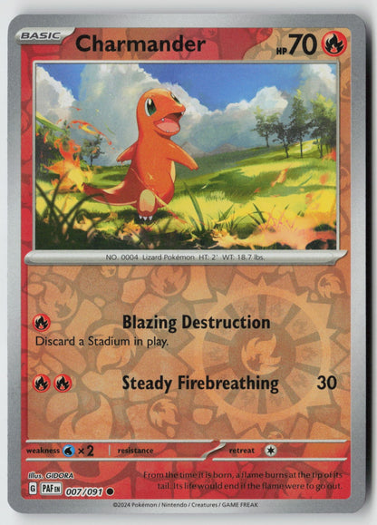 Charmander 007/091 SV: Paldean Fates Common Reverse Holo NM GIDORA