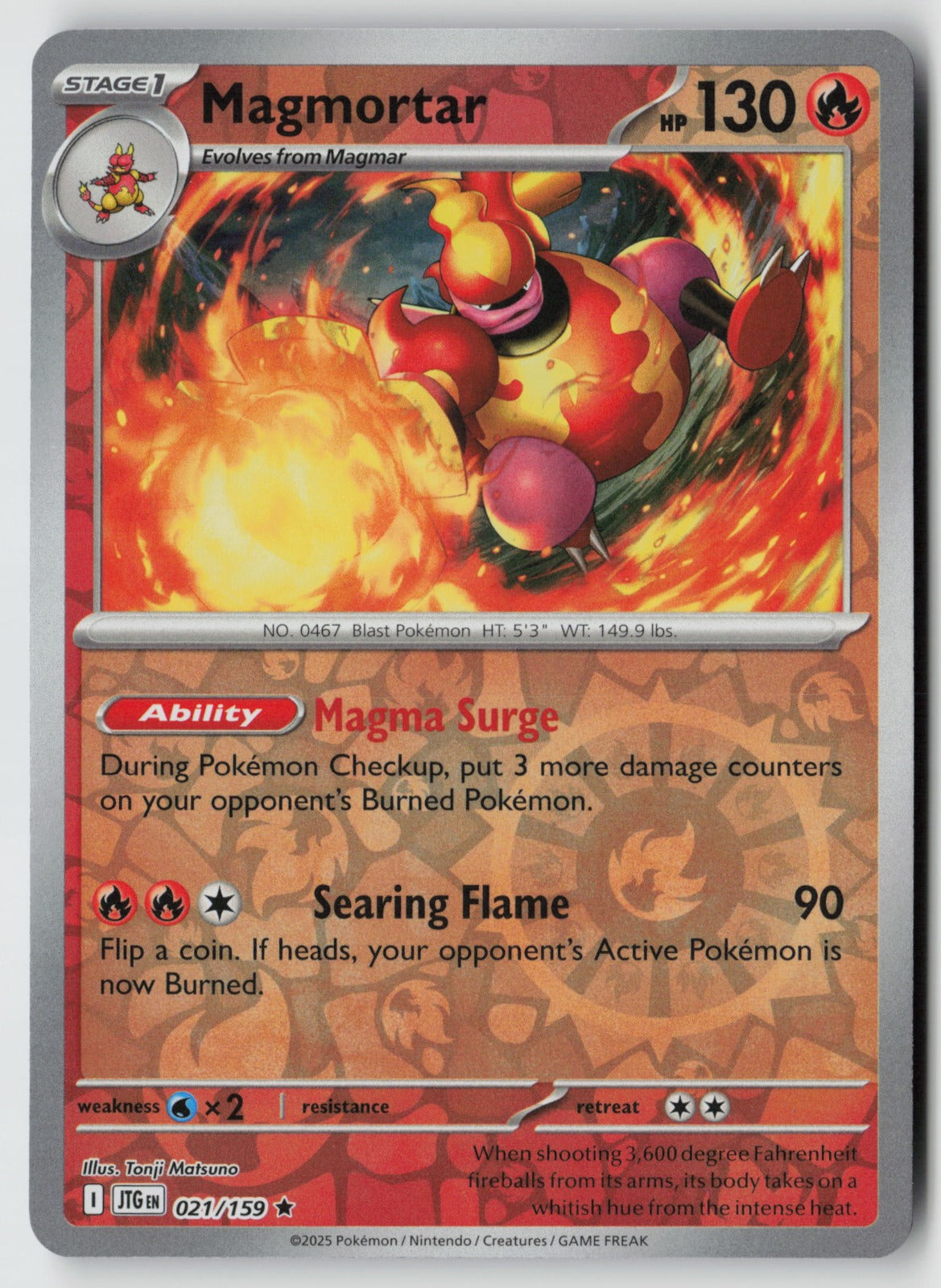 Magmortar 021/159 SV09: Journey Together Rare Reverse Holo NM Tonji Matsuno