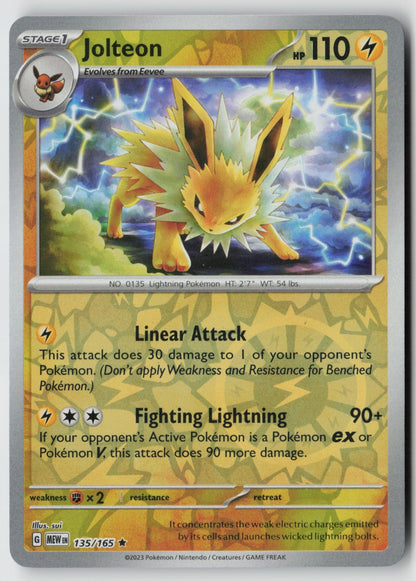 Jolteon 135/165 SV: Scarlet & Violet 151 Rare Reverse Holo NM sui