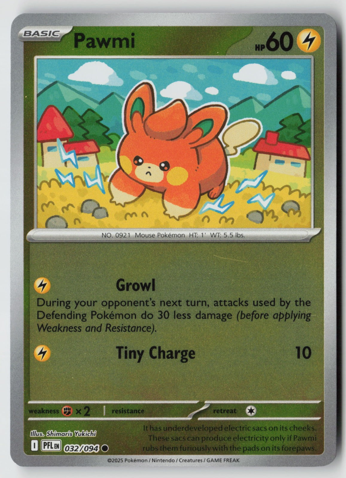 Pawmi 032/094 ME02: Phantasmal Flames Common Reverse Holo NM Shimaris Yukichi