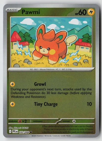 Pawmi 032/094 ME02: Phantasmal Flames Common Reverse Holo NM Shimaris Yukichi
