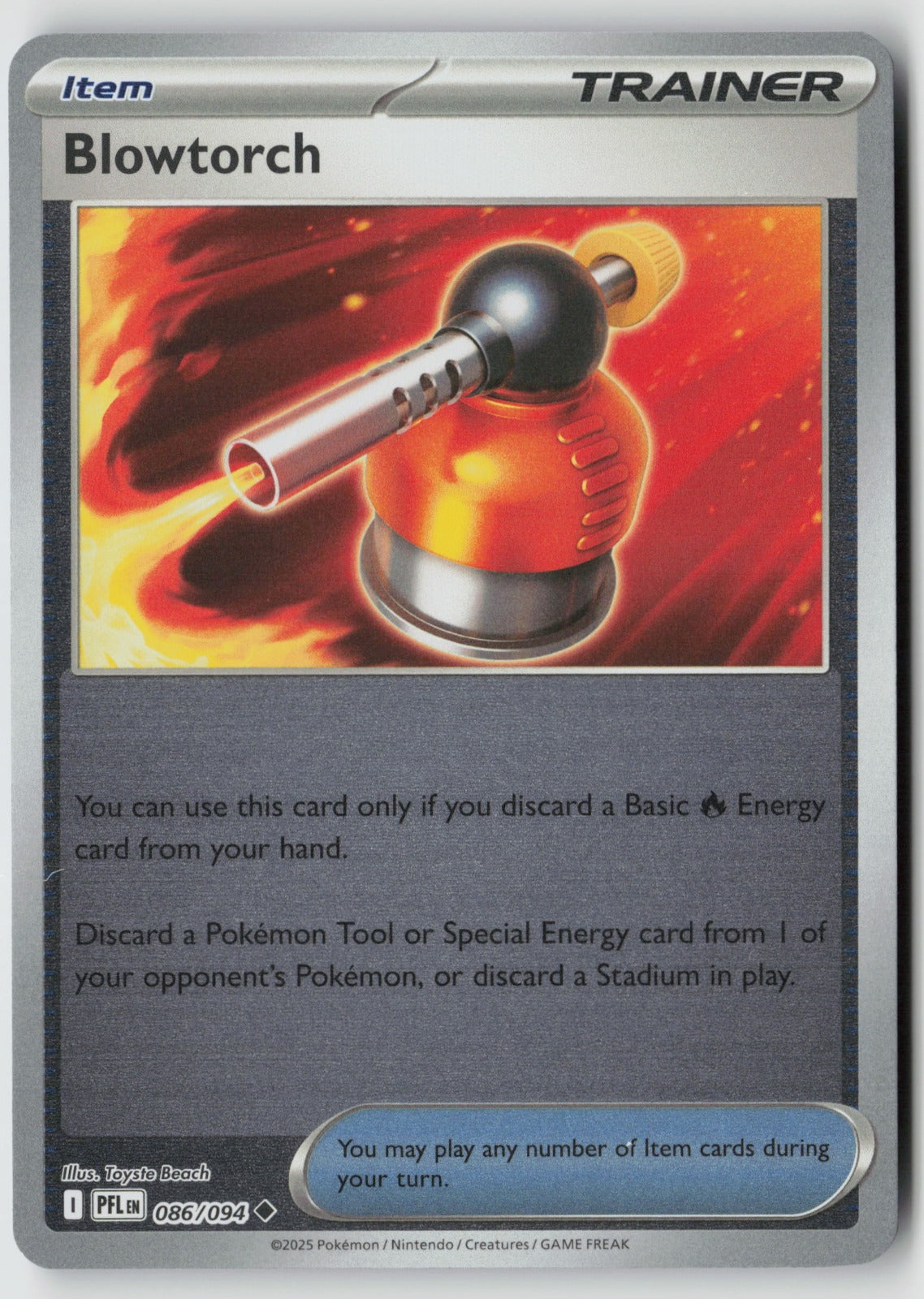Blowtorch 086/094 ME02: Phantasmal Flames Uncommon Reverse Holo NM Toyste Beach