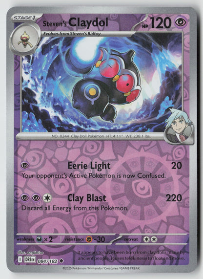 Steven's Claydol 084/182 SV10: Destined Rivals Uncommon Reverse Holo NM Ligton
