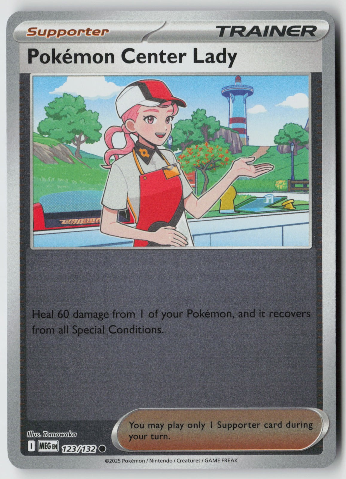 Pokemon Center Lady 123/132 ME01: Mega Evolution Common Reverse Holo NM Tomowaka