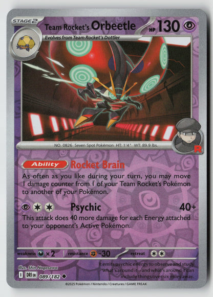 Team Rocket's Orbeetle 089/182 SV10: Destined Rivals Uncommon Reverse Holo NM