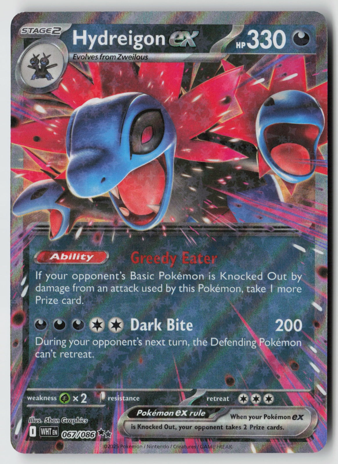 Hydreigon ex 067/086 SV: White Flare Double Rare Holo NM 5ban Graphics