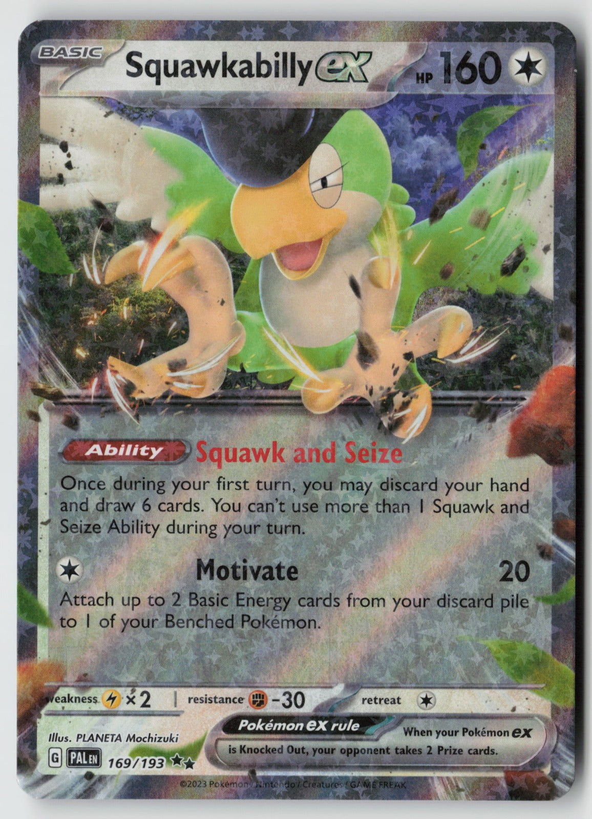 Squawkabilly ex 169/193 SV02: Paldea Evolved Double Rare Holo NM