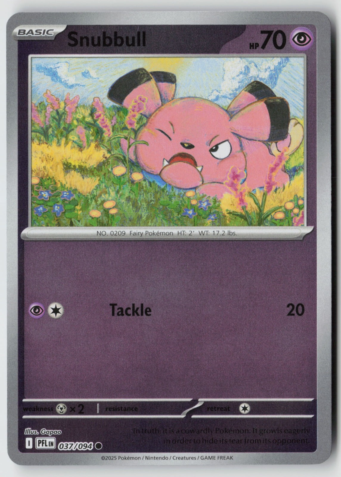 Snubbull 037/094 ME02: Phantasmal Flames Common Reverse Holo NM Gapao