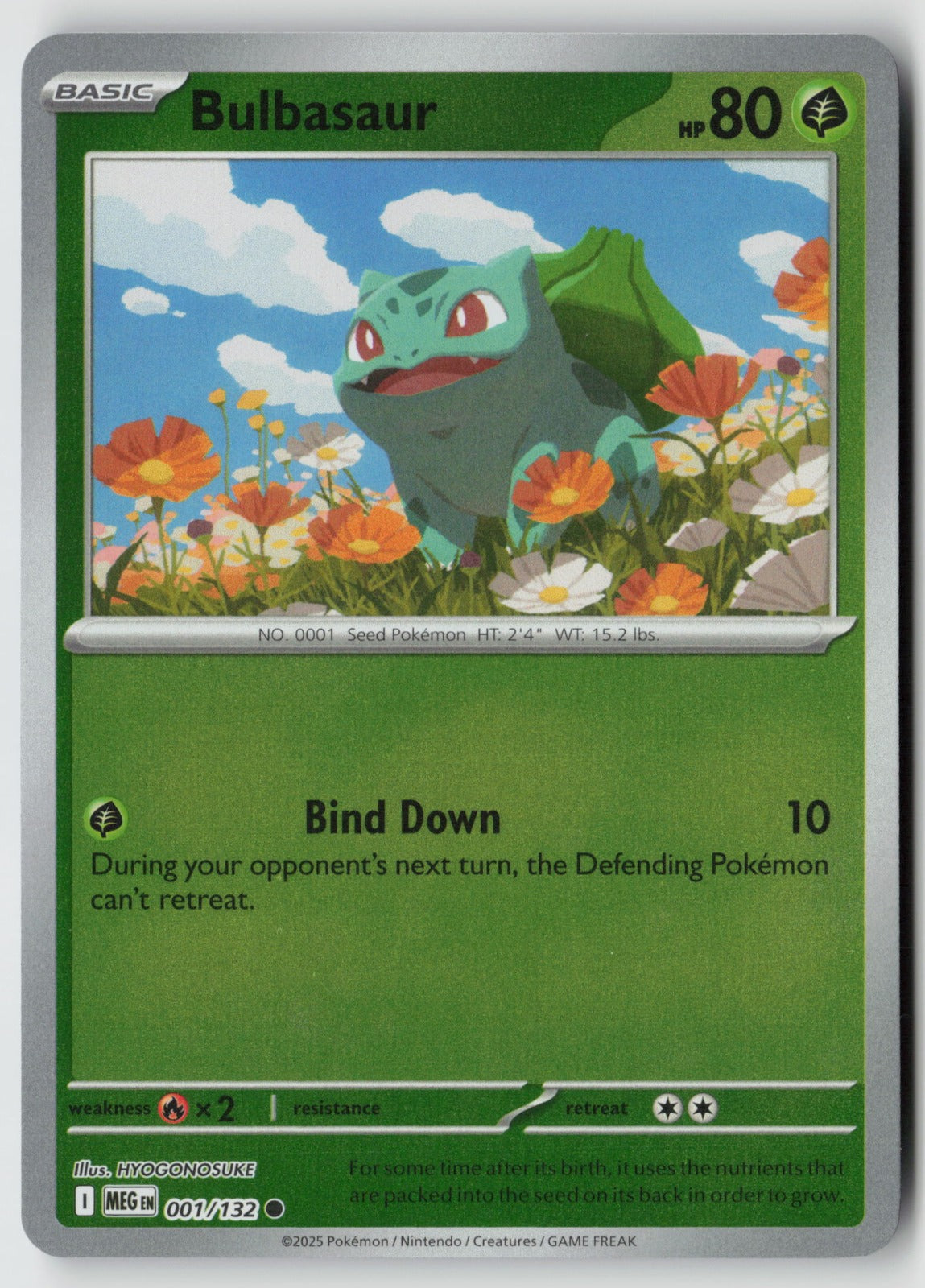 Bulbasaur 001/132 ME01: Mega Evolution Common Reverse Holo NM HYOGONOSUKE