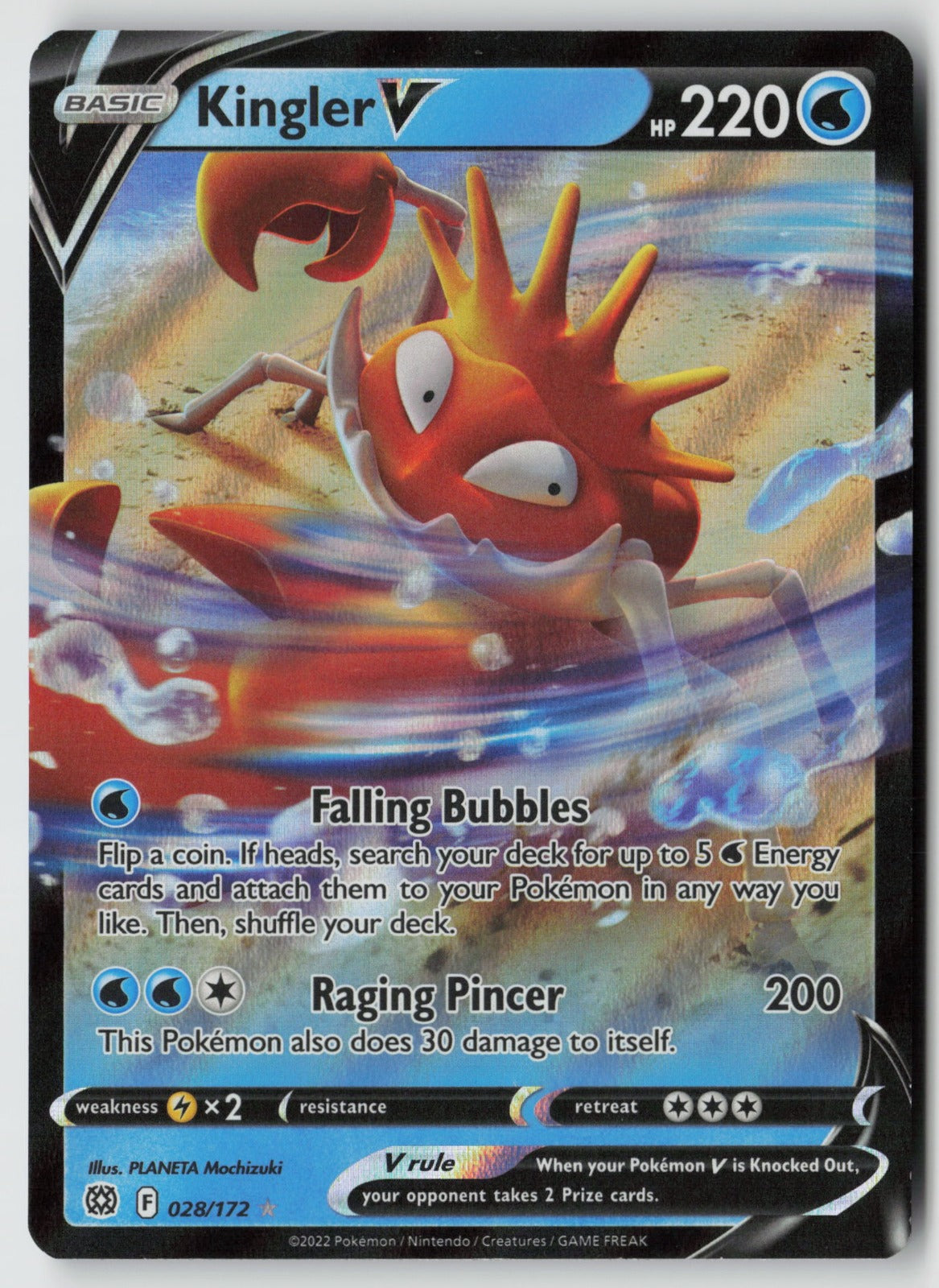 Kingler V 028/172 SWSH09: Brilliant Stars Ultra Rare Holo NM Shigenori Negishi