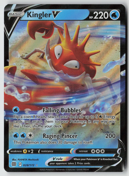 Kingler V 028/172 SWSH09: Brilliant Stars Ultra Rare Holo NM Shigenori Negishi