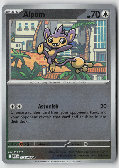 Aipom 078/094 ME02: Phantasmal Flames Common Reverse Holo NM Saboteri