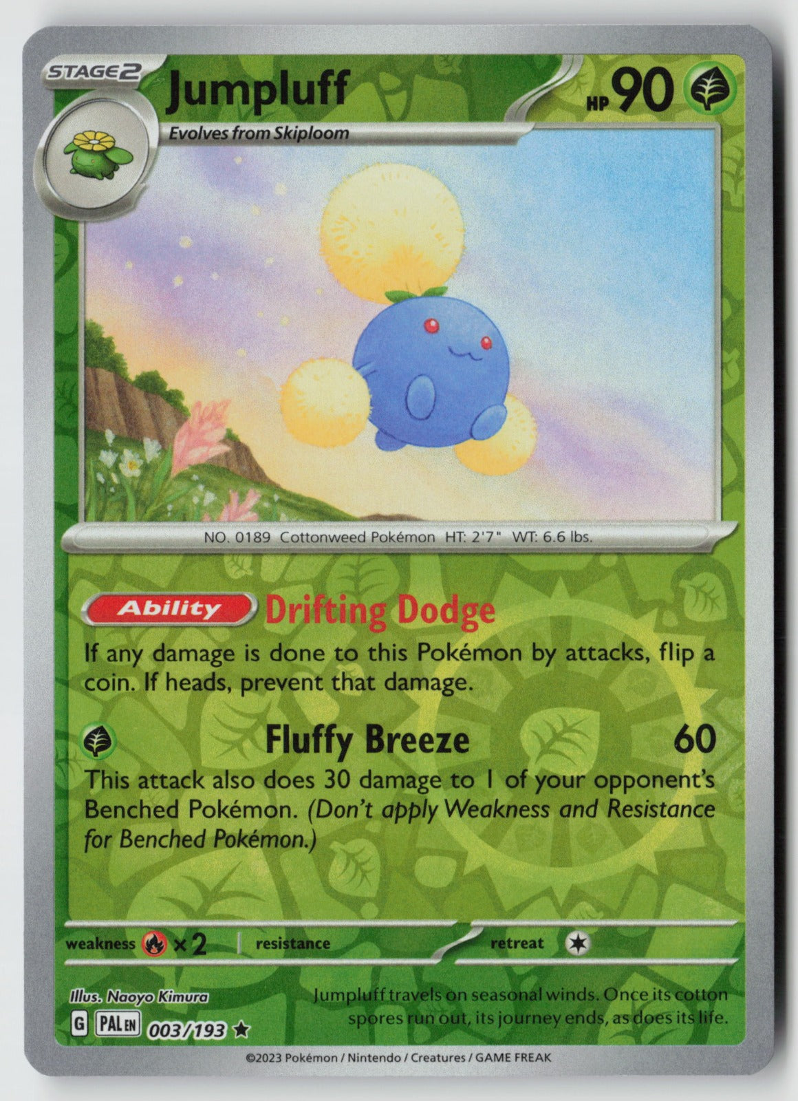 Jumpluff 003/193 SV02: Paldea Evolved Rare Reverse Holo NM Naoyo Kimura