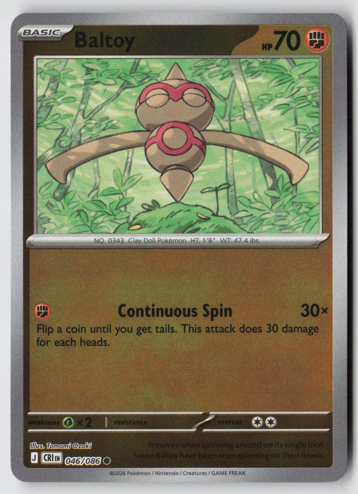 Baltoy 046/086 ME04: Chaos Rising Common Reverse Holo NM Tomomi Ozaki