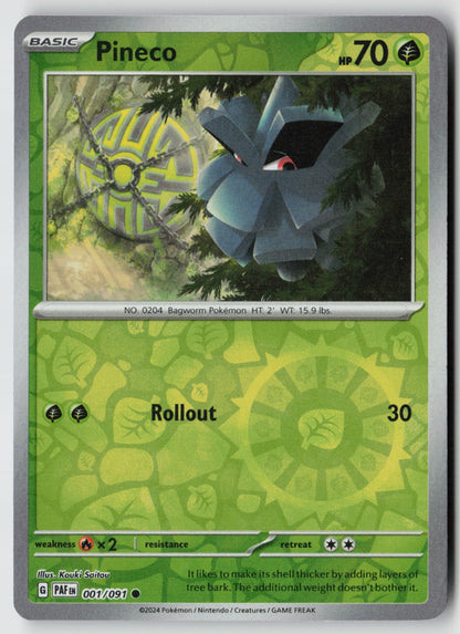 Pineco 001/091 SV: Paldean Fates Common Reverse Holo NM Kouki Saitou