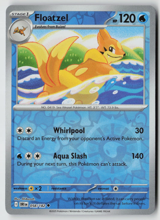 Floatzel 058/182 SV10: Destined Rivals Uncommon Reverse Holo NM kamonabe