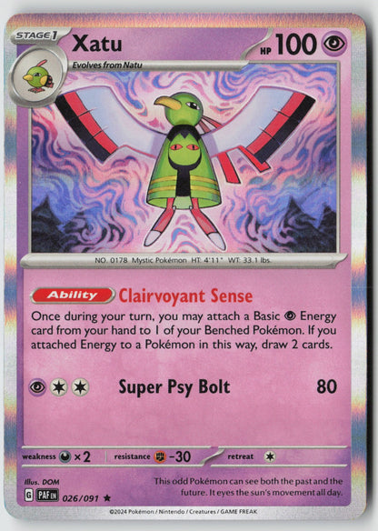 Xatu 026/091 SV: Paldean Fates Rare Holo NM DOM