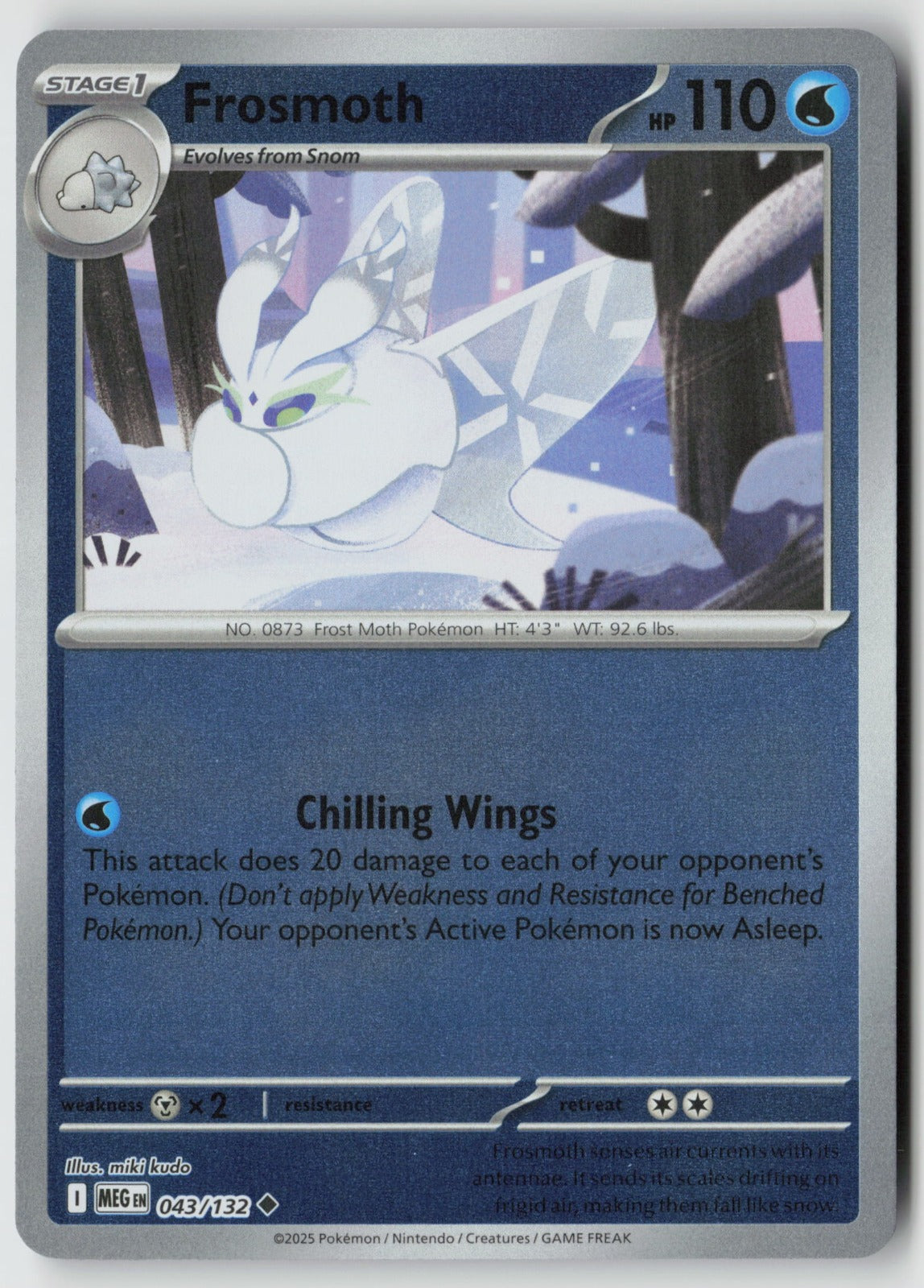 Frosmoth 043/132 ME01: Mega Evolution Uncommon Reverse Holo NM miki kudo