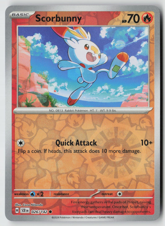 Scorbunny 026/142 SV07: Stellar Crown Common Reverse Holo NM Cona Nitanda