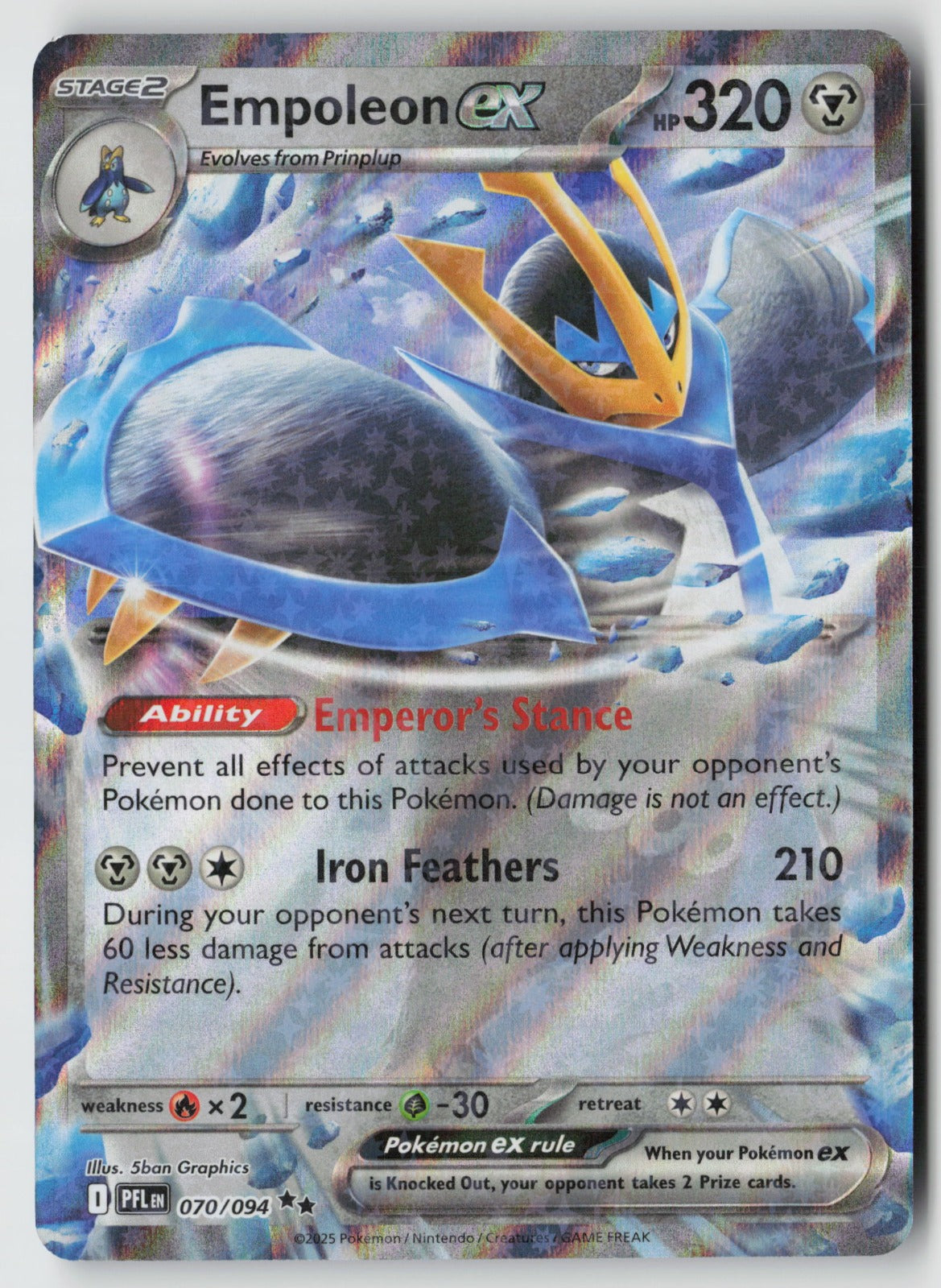 Empoleon ex 070/094 ME02: Phantasmal Flames Double Rare Holo NM 5ban Graphics