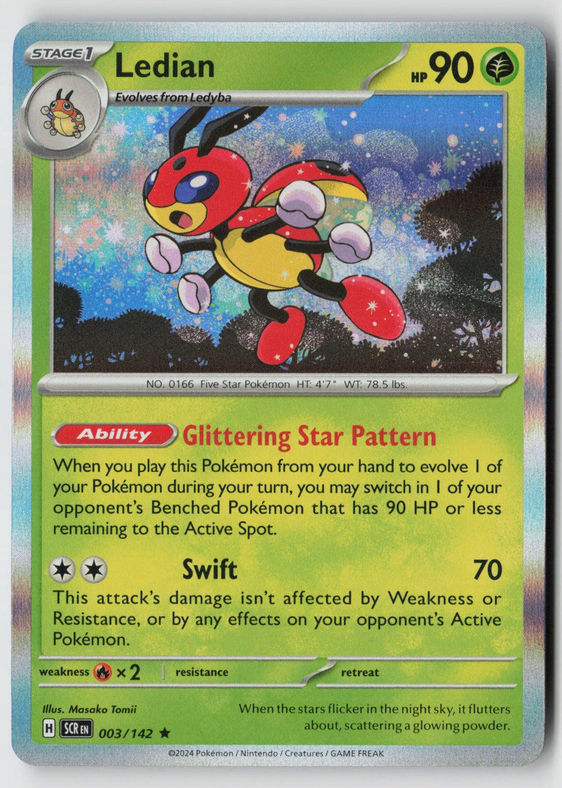 Ledian 003/142 SV07: Stellar Crown Rare Holo NM Masako Tomii
