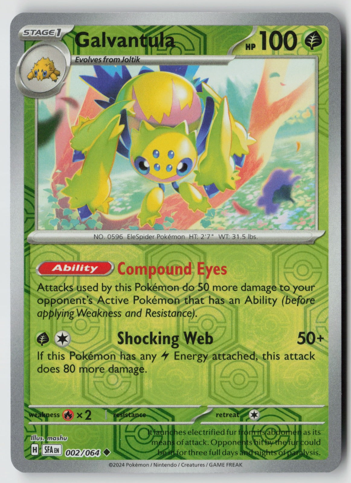 Galvantula 002/064 SV: Shrouded Fable Uncommon Reverse Holo NM mashu