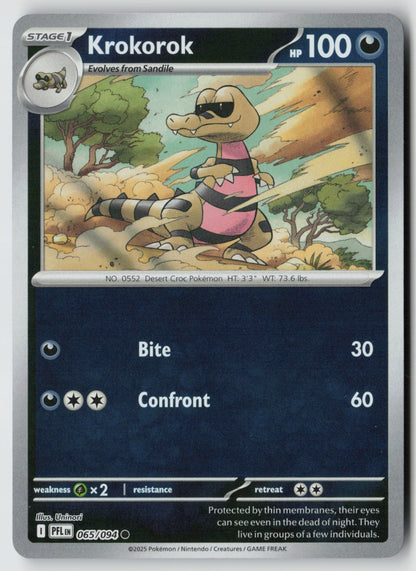 Krokorok 065/094 ME02: Phantasmal Flames Common Reverse Holo NM Uninori