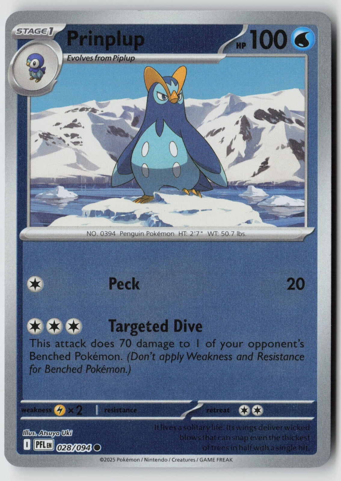 Prinplup 028/094 ME02: Phantasmal Flames Common Reverse Holo NM Atsuya Uki