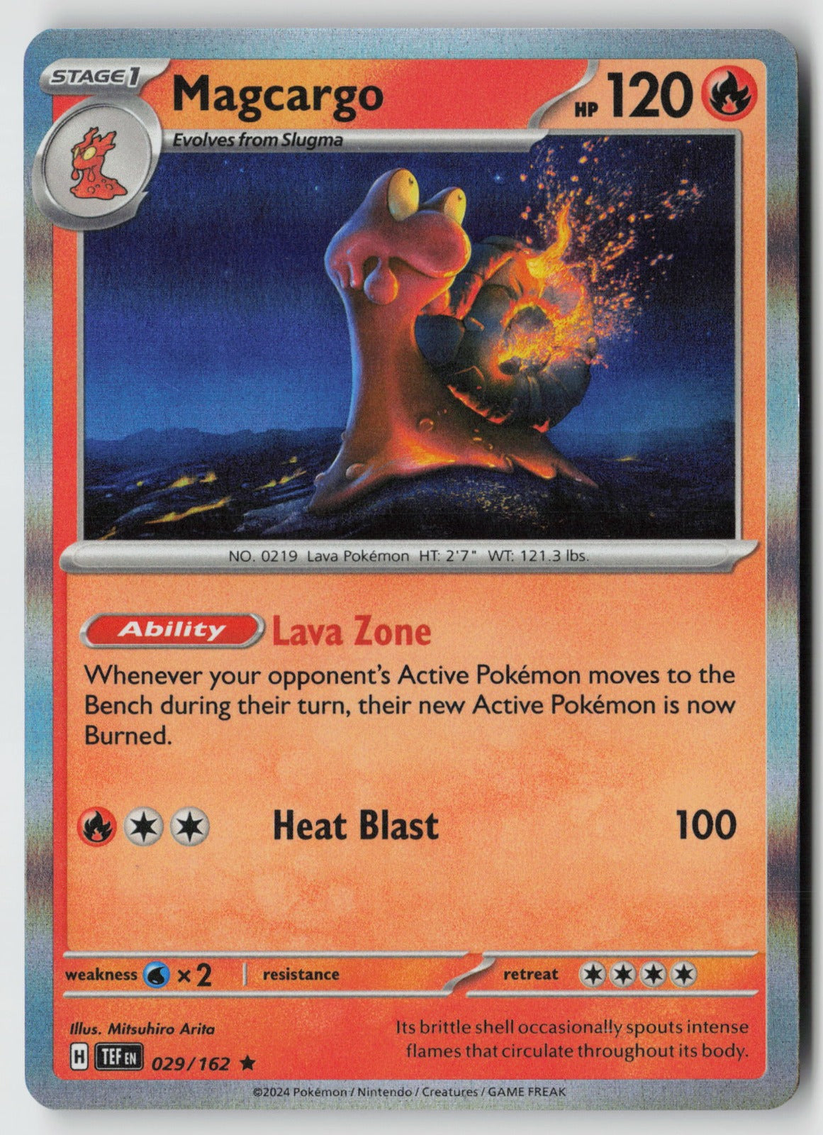 Magcargo 029/162 SV05: Temporal Forces Rare Holo NM Mitsuhiro Arita